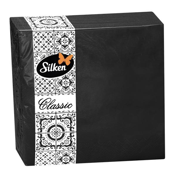 Серветки паперові Classic Чорні TM Silken 2 шар 50 шт -розмір 33*33 см